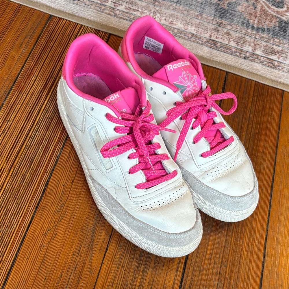 Reebok White and Pink Athletic Shoes